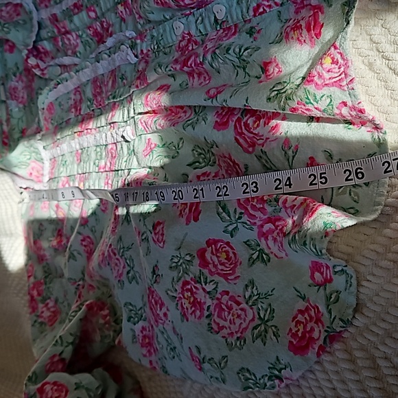 Lanz of Salzburg 1X flannel pajama set. Green pink + yellow EUC - Picture 12 of 14